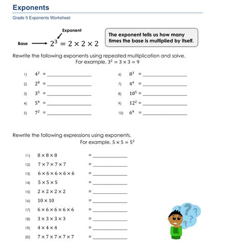 Image result for 5th Grade Math Exponents Worksheets