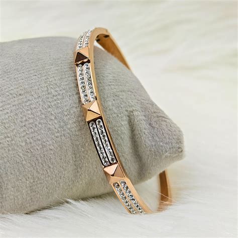 Lord of Bangles 18K Rose Gold Plated CZ Anti Tarnish Openable Bangle R ...