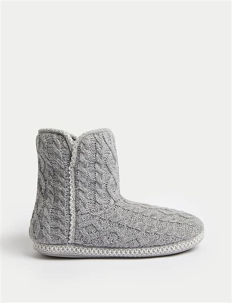 Buy Cable Knit Slipper Boots at Marks & Spencer