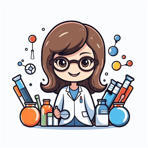 Premium Vector | Cute girl scientist cartoon character with science ...