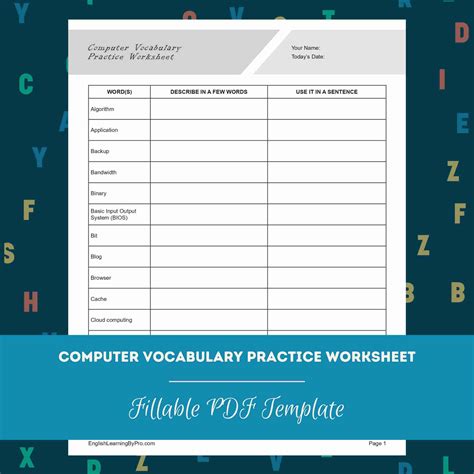 Computer Vocabulary Worksheet 的图像结果