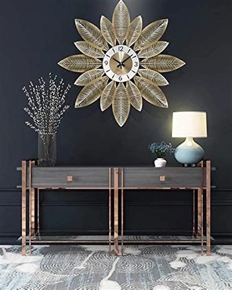 30'' Metal Decorative Leaves Wall Clock - Timeless Elegance