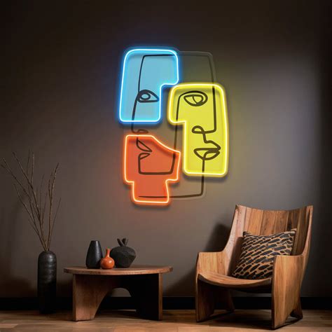 Side Profile Faces Blend Abstract Art LED Neon Sign Light – Neonzastudio