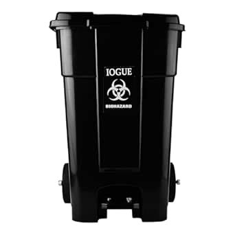 iogue 60 Liter Heavy Duty Wheel Pedal Dustbin, Biohazard Design, Black ...