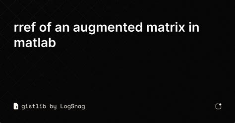 Image result for Rref in MATLAB