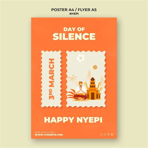 Vertical poster template for nyepi celebration with temple | Free PSD