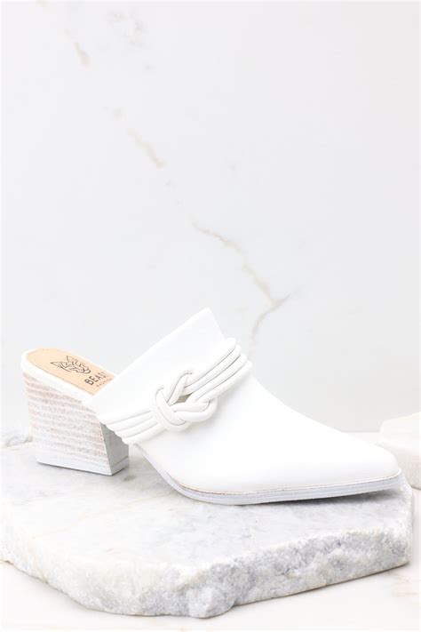 Classic White High Heel Mule - All Shoes | Red Dress