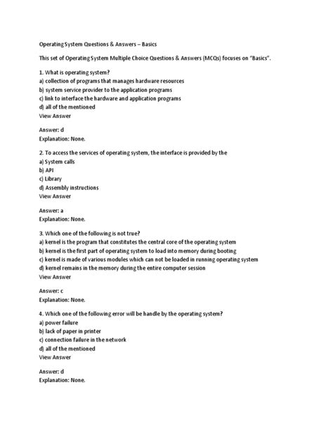 Operating System Exam Questions PDF 的图像结果