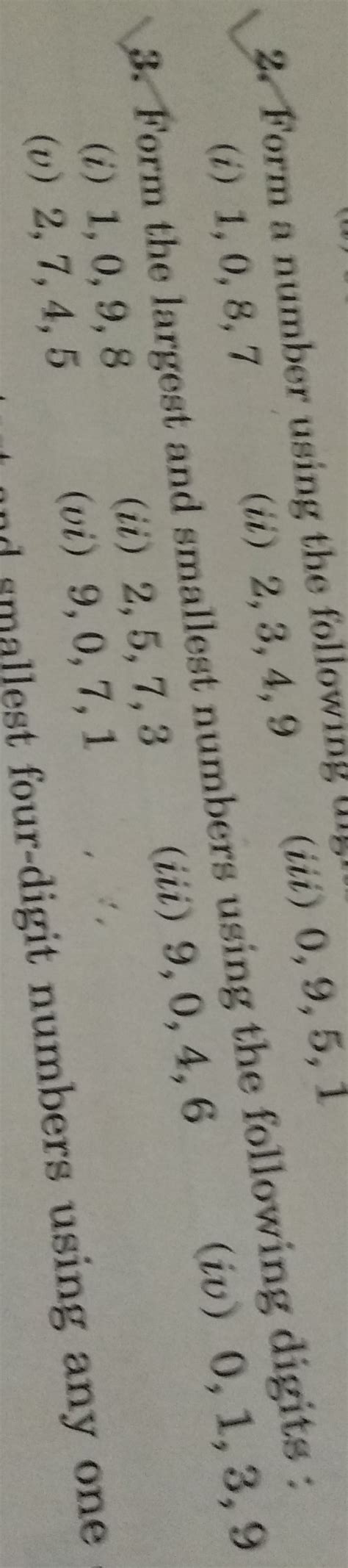 form a number using the following digits (i) 0,6,2 - Brainly.in