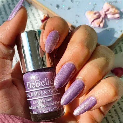 DeBelle Gel Nail Lacquer - Hello Hannaah | Light Purple with Gold Micro ...