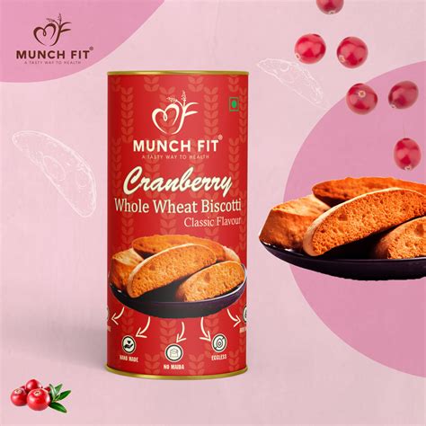 Munchfit Jowar Almond Biscotti (Classic) & Cranberry Whole Wheat Bisco ...