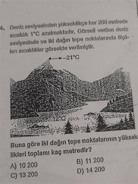 Deniz seviyesinden yukseldikce her 200 metrede 1 derece azalmaktadır ...