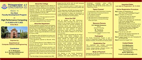 FDP on High Performance Computing | Thiagarajar College of Engineering