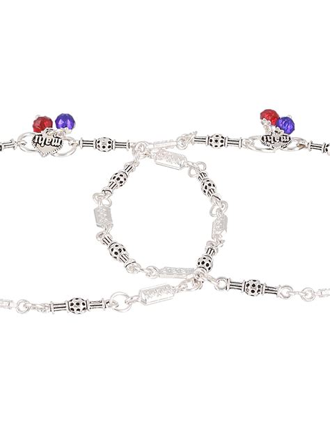Set Of 2 Silver-Plated Anklets
