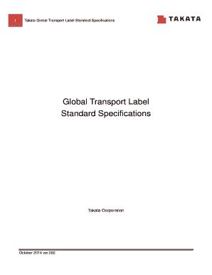 Fillable Online Takata Global Transport Label Standard Specifications ...