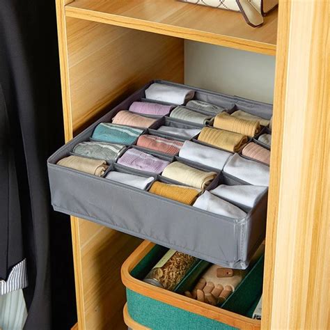 2 Storage Boxes For Socks, 24 Compartments Foldable Drawer Divider Off ...