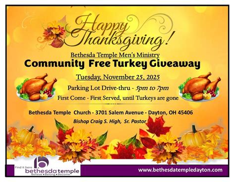 Turkey Giveaway , 3701 Salem Ave, Dayton, OH, 25 November 2025 | AllEvents