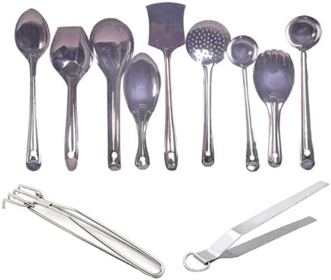 Buy Dynore Stainless Steel Set of 11 Kitchen Serving Tools - Long ...