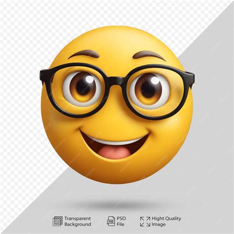 Emoji smile face with glasses | Premium AI-generated PSD