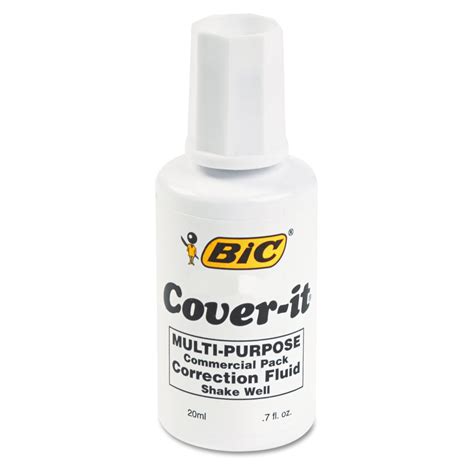 BIC Cover-It Correction Fluid, 20 Milliliter Bottle, White, 1/Each ...