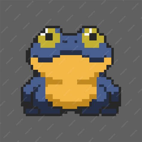 Premium Vector | Big eyes blue yellow frog vector very cute pixel art ...