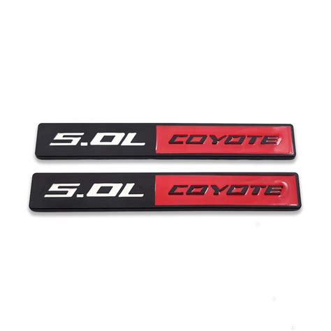 Buy 2X Chrome Metal 5.0 Coyote Logo Emblem 5.0L Badge 3D Turbo Sticker ...