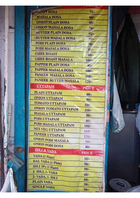Menu at Shri Ganesh Anna South Indian Food Corner, New Delhi, H665+6QM