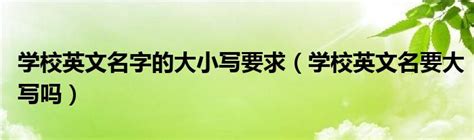 学校英文名字的大小写要求（学校英文名要大写吗）_环球知识网