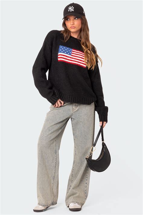 USA Oversized Chunky Knit Sweater – edikted