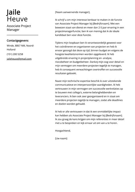 Associate Project Manager motivatiebrief voorbeeld voor 2024