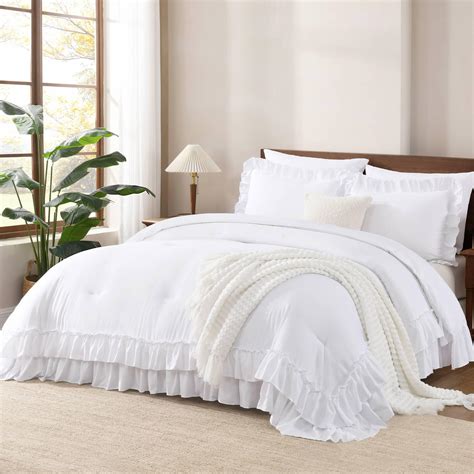 White Ruffle Bedding Queen Kawaii Princess Seersucker Ruffled Bedding