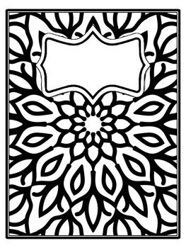 4 Mandala Binder Covers and Spines, Mandala Back To School Coloring ...