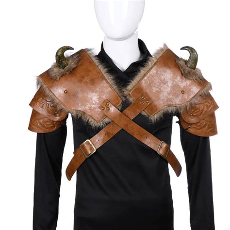 Pu men medieval cosplay leather armor costume buckle for halloween ...