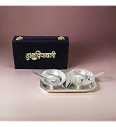 Buy INTERNATIONAL GIFT® German Silver Brass Two Bowl with Two Spoon and ...