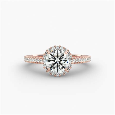 Petite Diamond Halo Engagement Ring In 14K Rose Gold-17036r14