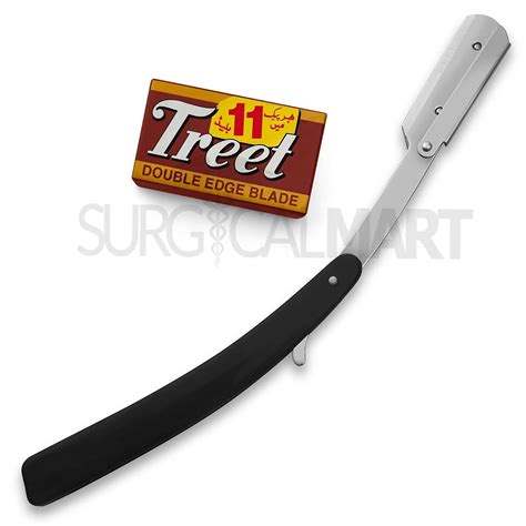 Straight Edge Barber Razor with 11 Blades - Black |Surgical Mart