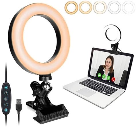 Souvenir Video Conference Lighting Kits, 6” LED Selfie Ring Light, Clip ...
