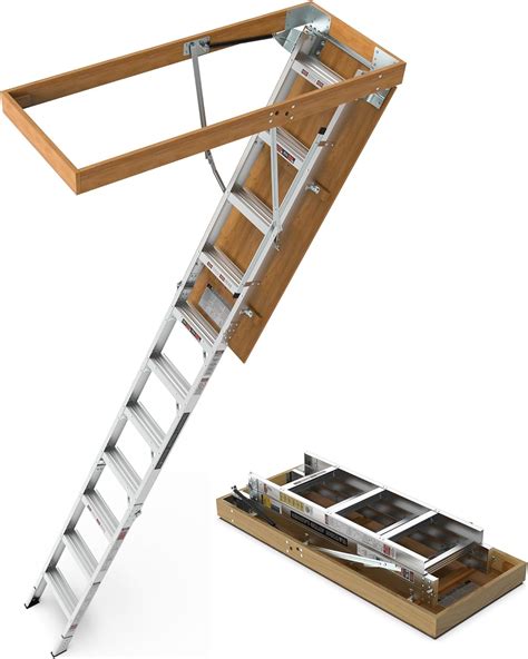 Aluminum Attic Ladder Pull Down Loft Stairs Folding Ceiling Ladder for ...