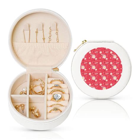 Fuzoiu Hello Summer Flamingo Print Portable Jewelry Box,Round Mini ...