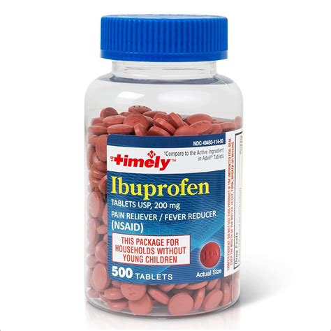 Timely Ibuprofen 200mg 500 Tablets | Pain & Fever Relief | Comparable to Advil | Headache ...
