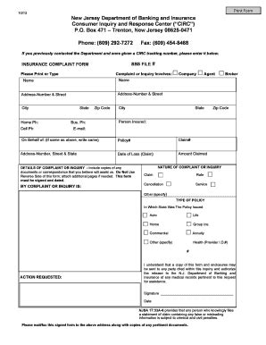 Nj Department Of Insurance Complaint - Fill and Sign Printable Template ...