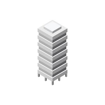 Isometric gray skyscraper | Premium Vector
