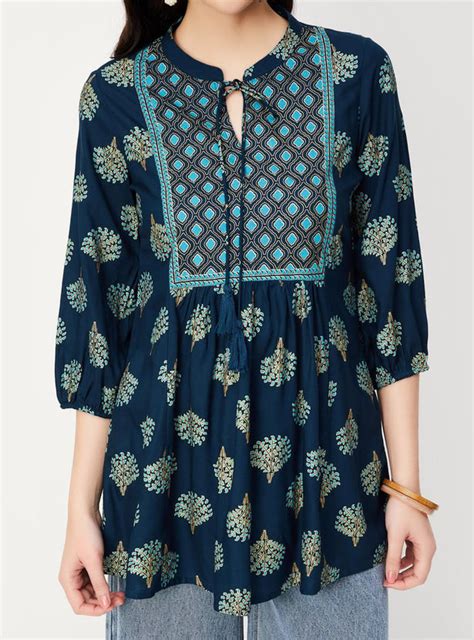 Buy Women Printed Tie-Up Neck Tunic Online at just Rs. 699.0 ...