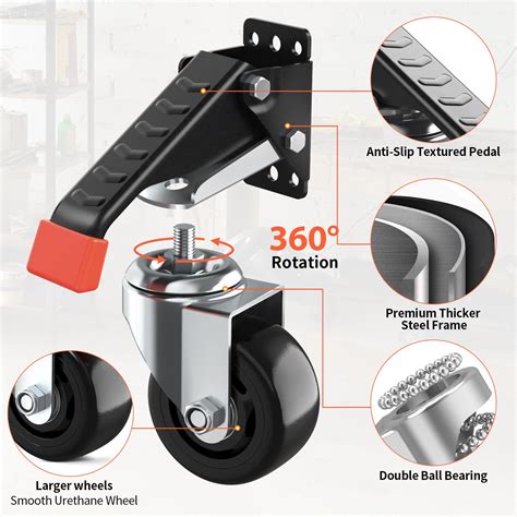 Snapklik.com : SPACEKEEPER Workbench Casters Kit 920 Lbs Retractable ...
