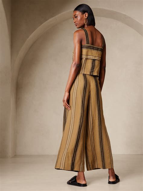 Mia Wide-Leg Cropped Linen Pant | Banana Republic