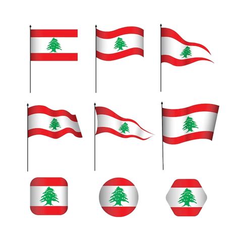 Collection de drapeaux libanais plats | Vecteur Gratuite
