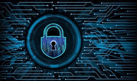A digital cyber security icon with a lock in the middle. | Premium Vector