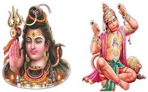 EJAart Combo Set of 2 Wall Stickers Shiv ji | Ram Bhakt Hanuman Pack of ...
