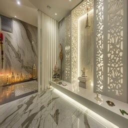 Indian Traditional Mandir Design With Wooden Wall Ledge