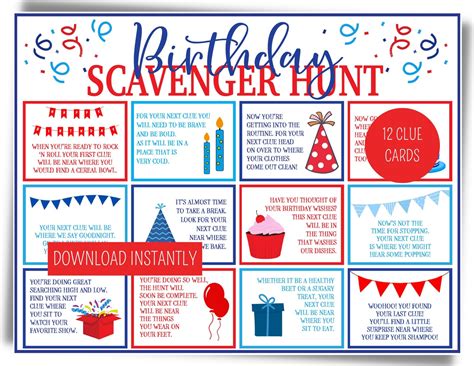 Birthday Scavenger Hunt Birthday Party Games Printable - Etsy